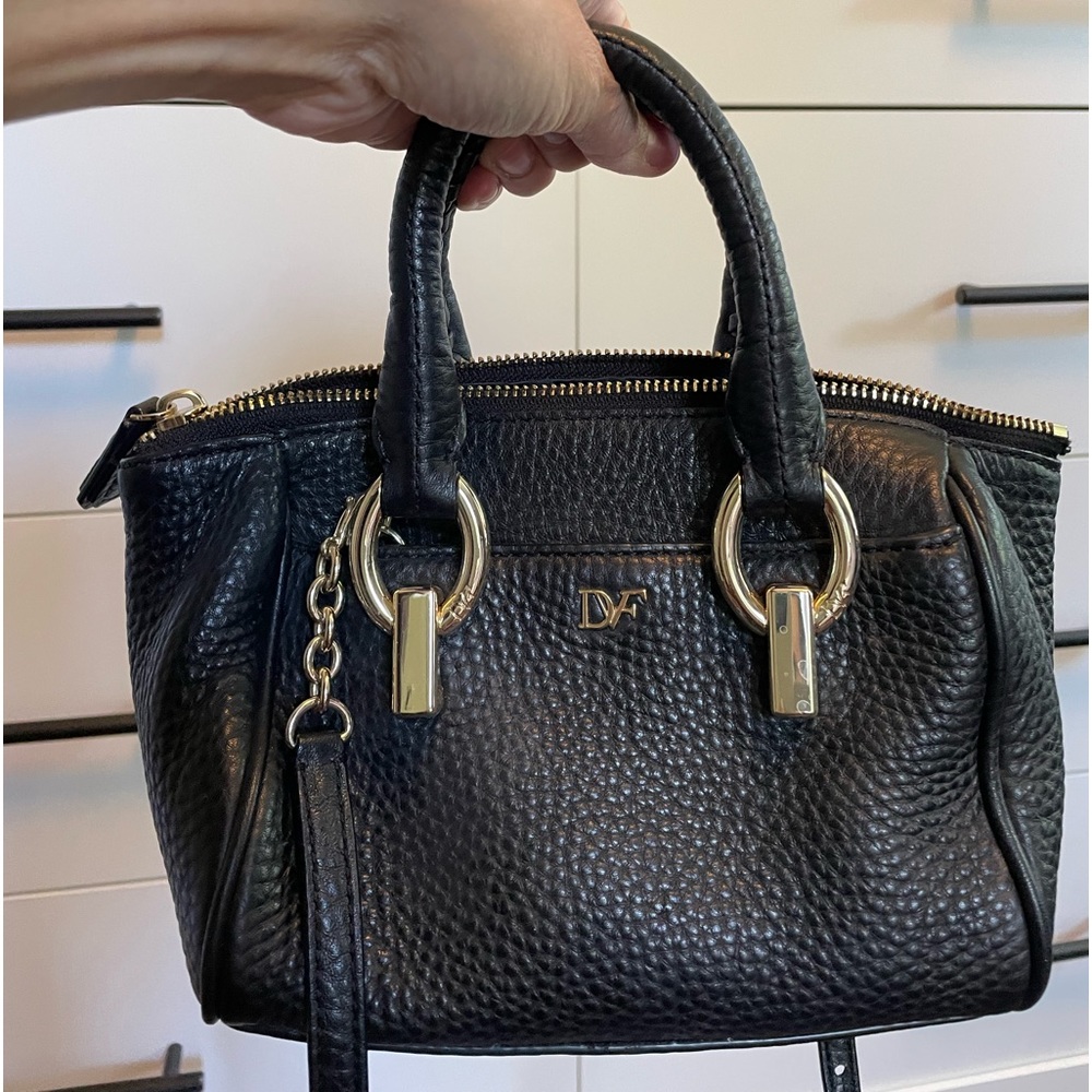 DVF Pebbled Leather Satchel Black